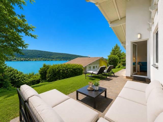 Terrasse mit Seezugang – Ferienwohnung Wörthersee